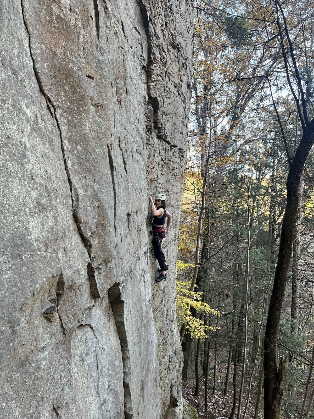 Climbing a rock face